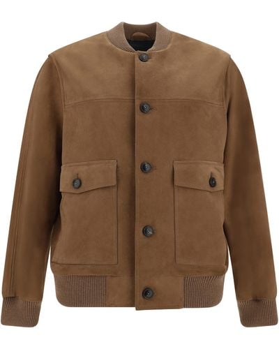 Yves Salomon Leather Jackets - Brown