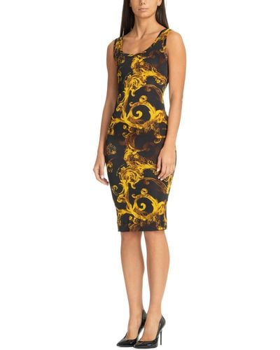 Versace Watercolour Couture Midi Dress - Yellow