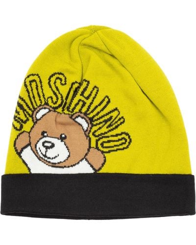 Moschino Teddy Bear Wool Beanie - Yellow