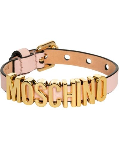Moschino Logo Lettering Leather Bracelet - Brown