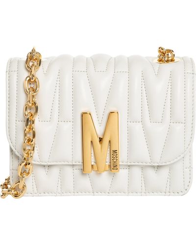 Moschino M Leather Crossbody Bag - White