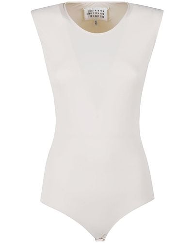 Maison Margiela Sleeveless Plain Slim Bodysuit - White