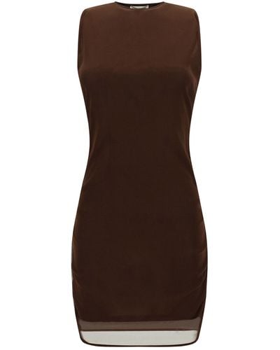 Saint Laurent Mini Tulle Dress - Brown