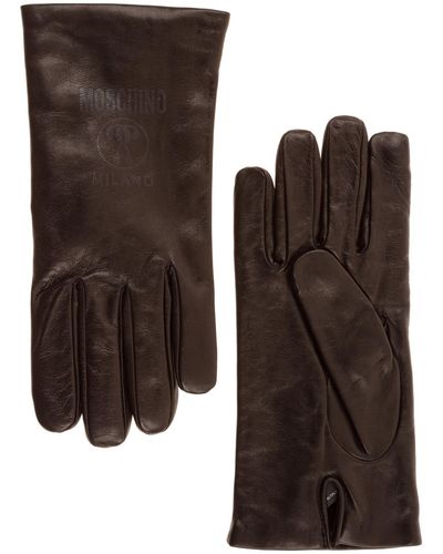 Moschino Double Question Mark Wool Gloves - Brown