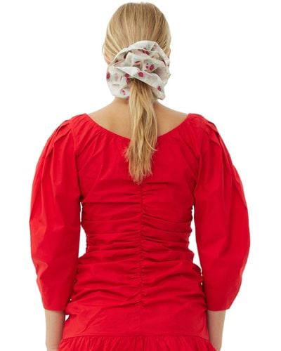 Ganni Chouchou Floral Jacquard Ruffle - Rouge