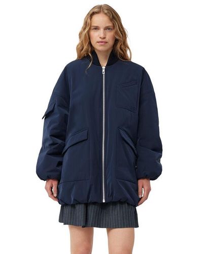 Ganni Oversized Multiple-pocket Bomber Jacket - Blue