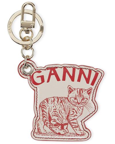 Ganni Kitten Keychain - White