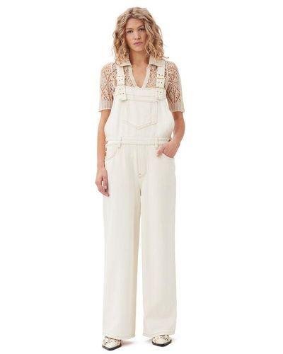 Ganni White Heavy Denim Overalls