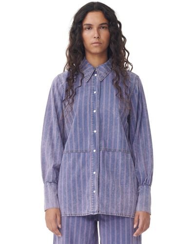 Ganni Purple Striped Denim Hemd - Lila