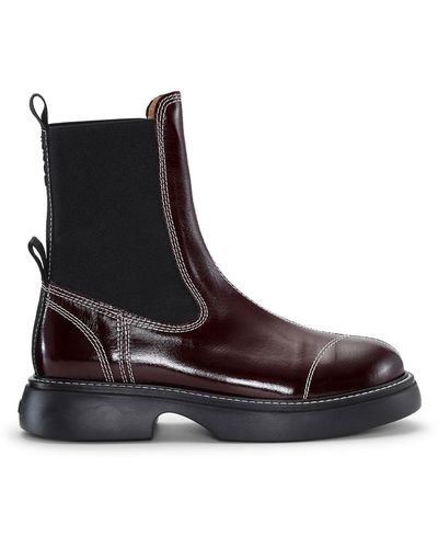 Ganni Bottes Burgundy Everyday Mid Chelsea Taille 43 Polyestere/Polyestere Recyclé - Marron
