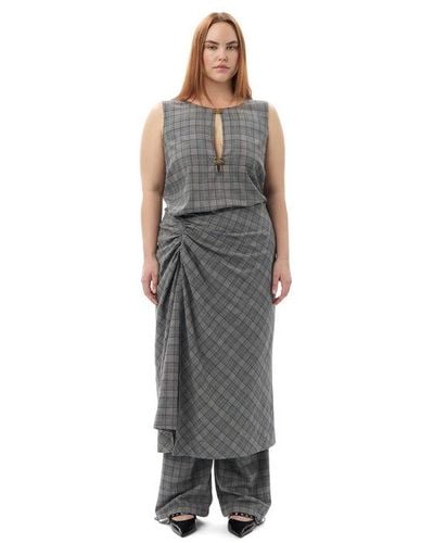 Ganni X Paloma Elsesser Check Mix Sleeveless Layer Dress - Multicolor