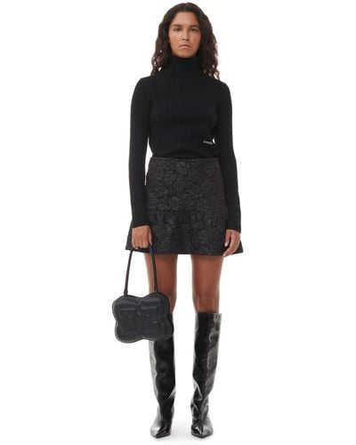 Ganni Jacquard Mini Skirt - Black