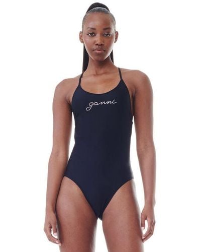 Ganni Recycled Tie String Swimsuit - Blue