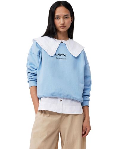 Ganni Blue Isoli Oversized Sweatshirt