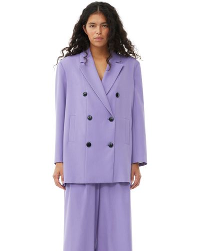 Ganni Blazer Purple Light Oversized - Violet