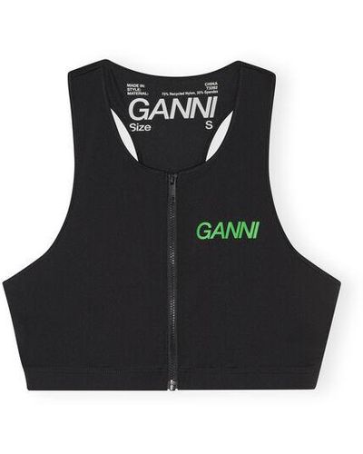 Ganni Active Racerback Zipper Top - Black