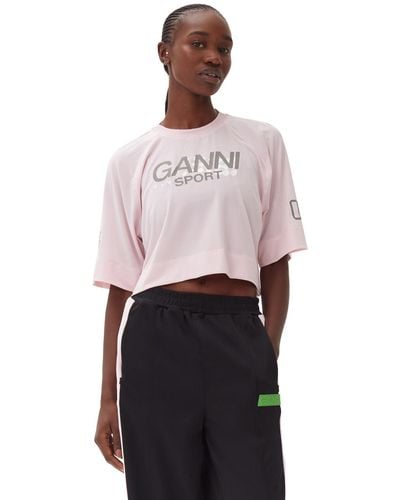 Ganni Active Mesh Cropped T-shirt - White