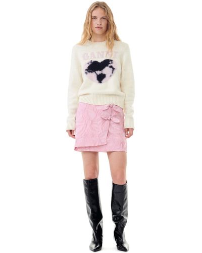 Ganni Pink Textured Cloqué Mini Skirt