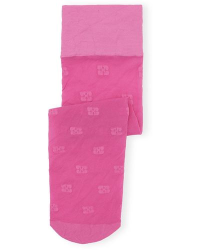 Ganni Pink Butterfly Lace Socken
