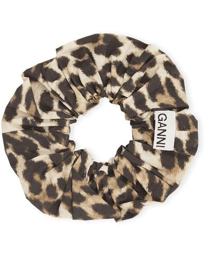 Ganni Leopard Cotton Scrunchie - Multicolor