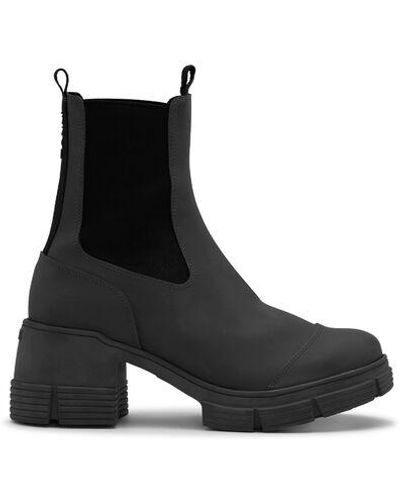 Ganni Rubber Heeled City Boots - Black