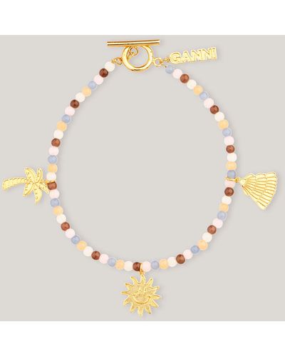 Ganni Bead Accessories Bead Ancle Chain 1 Women's Brass/glass - Multicolour