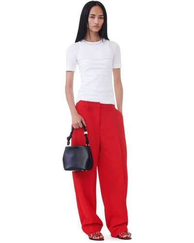 Ganni Red Twill Suiting Pants