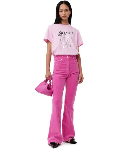 Ganni Pink Relaxed Sun T-Shirt