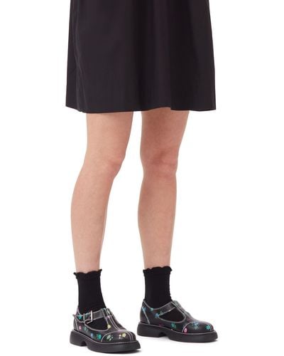 Ganni Chaussettes Black Short Ruffle Taille XS/S Élasthanne/Coton Biologique - Noir