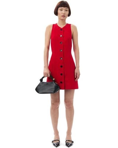 Ganni Red Twill Suiting Mini Dress