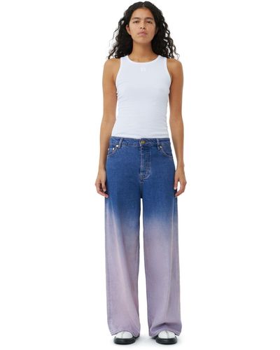 Ganni Purple Bleach Future Denim Wide Jeans - Blau