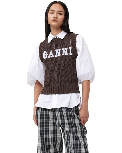Ganni In Hot Fudge Size 2xs Organic Cotton/polyamide Women's - Multicolour