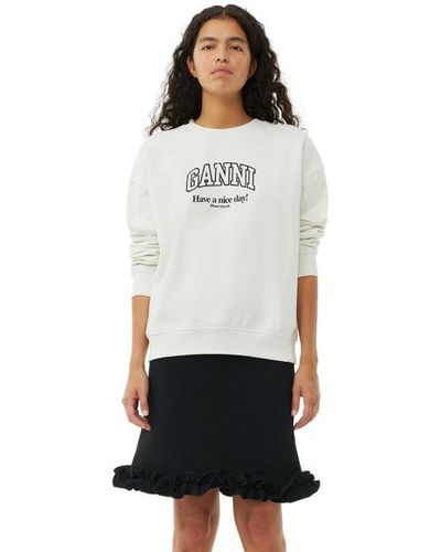 Ganni White Gray Isoli Oversized Sweatshirt