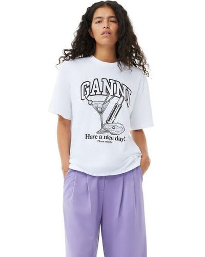 Ganni Future White Relaxed Cocktail T-shirt