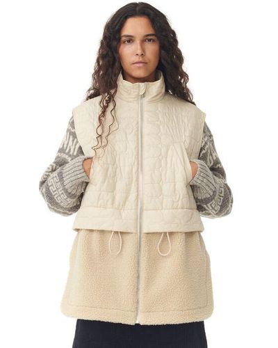 Ganni Ripstop Quilt Fleece Vest - Natural