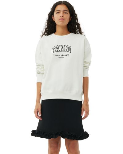 Ganni White Grey Isoli Oversized Sweatshirt