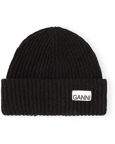 Ganni Structured Rib Beanie A4429 - Black