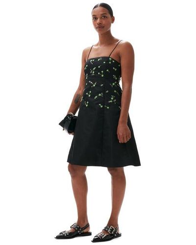 Ganni Nylon Mini Dress - Black