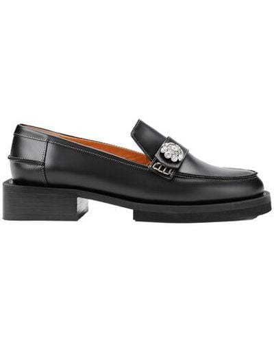 Ganni Jewel-embellished Leather Loafers - Black