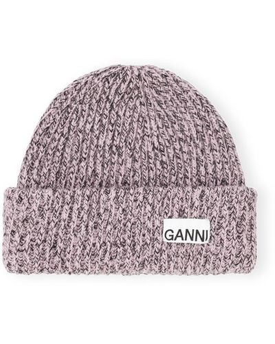 Ganni Oversized Wool Rib Knit Mütze - Mehrfarbig