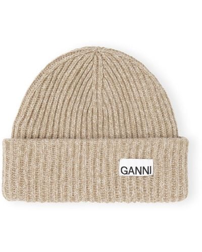Ganni Bonnet Oversized Wool Rib Knit - Neutre