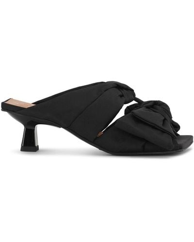 Ganni Soft Bow Kitten Heel Sandals - Black