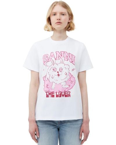 Ganni T-shirt décontracté Love Bunny - Bleu