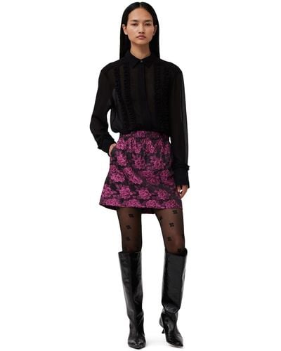 Ganni Botanical Jacquard Mini Skirt - Black