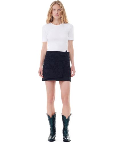 Ganni Boucle Jacquard Suiting Mini Skirt - Blue