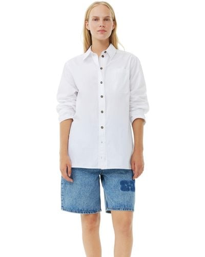 Ganni Cottonpoplin Oversized Shirt - White