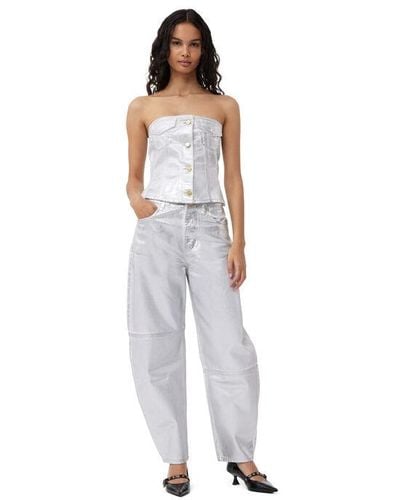 Ganni Silver Foil Stary Jeans - White