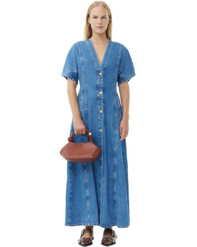 Ganni Future Denim Maxi Kleid - Blau