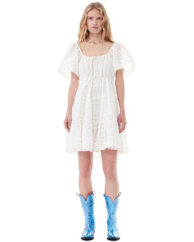 Ganni White Broderie Anglaise Layer Dress
