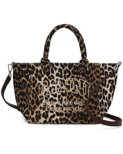 Ganni Leopard Small Shopper - Mettallic